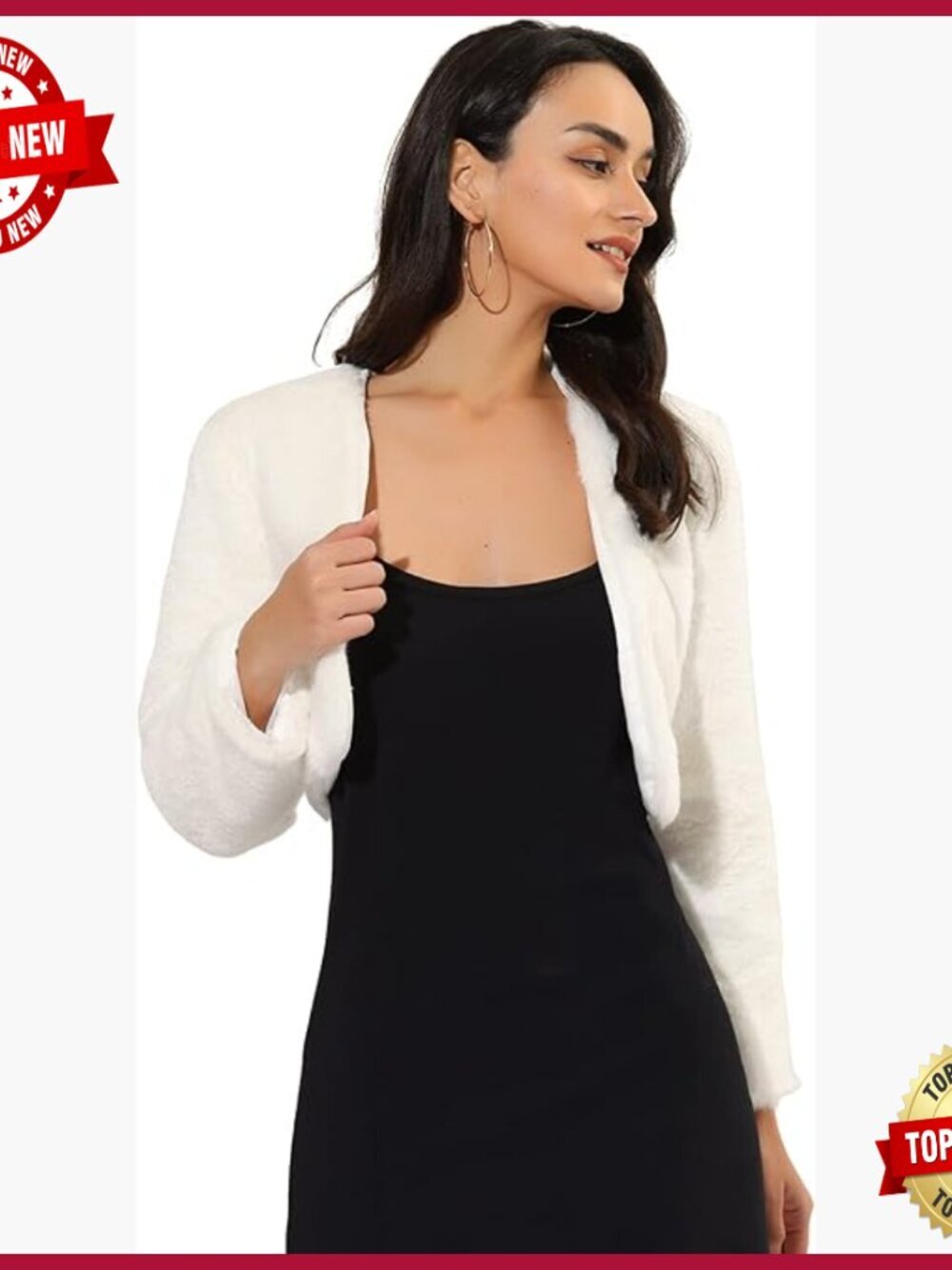Faux Fur Bolero Jacket Wedding Gown Shrug Long Sleeves Formal Evening